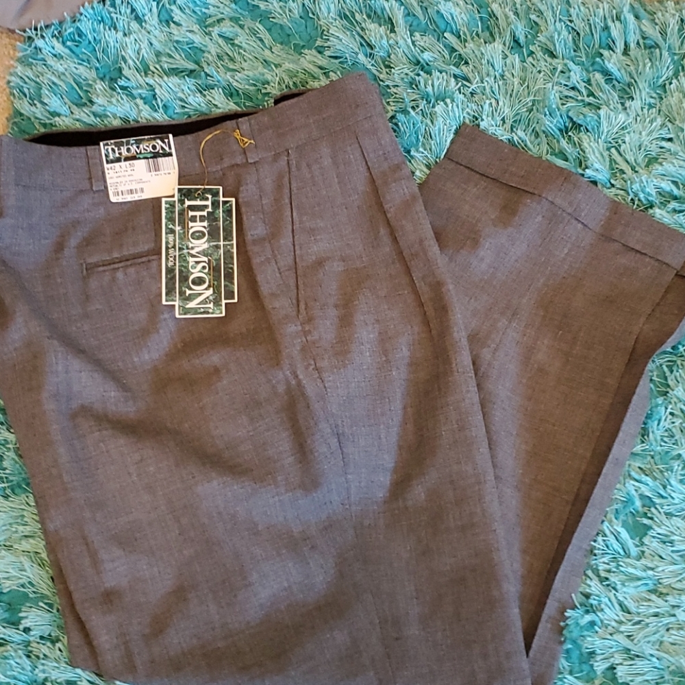 nwt men's gray Thomson wool dress pants 42x30
